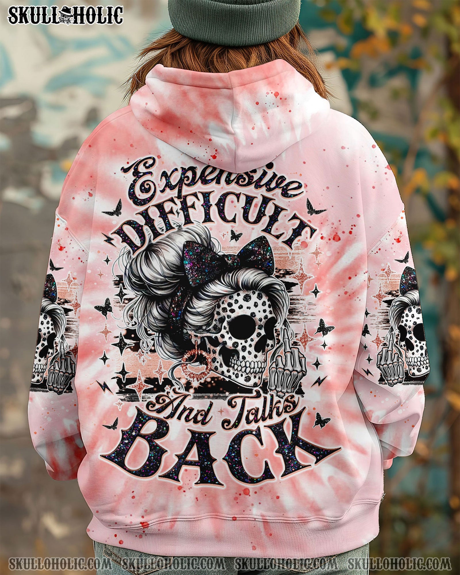BLISSCORNERS BUCKLE UP BUTTERCUP B SWITCH SKULL MESSY BUN TIE DYE ALL OVER PRINT