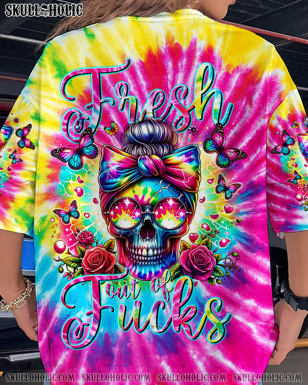 BLISSCORNERS THE GOOD GIRL IN ME MESSY BUN TIE DYE ALL OVER PRINT