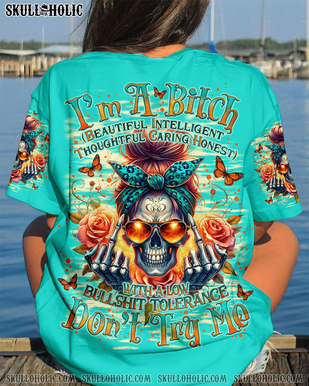 BLISSCORNERS A MOUTH I CAN'T CONTROL MESSY BUN SKULL ALL OVER PRINT