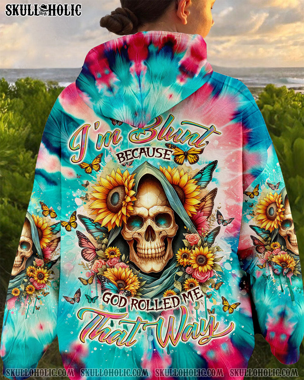BLISSCORNERS I'M BLUNT BECAUSE GOD ROLLED ME TIE DYE ALL OVER PRINT