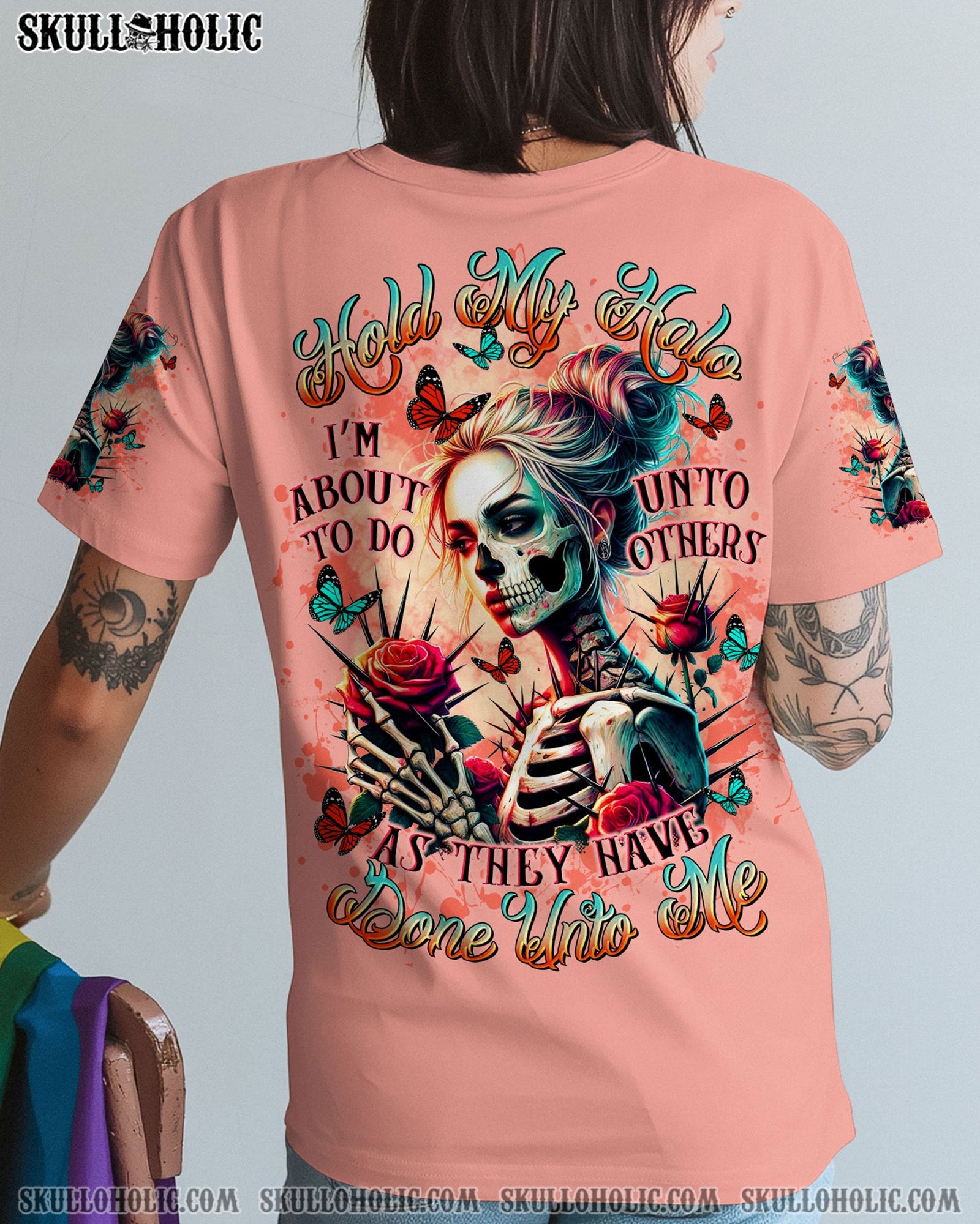 BLISSCORNERS I'M A B DON'T TRY ME SKULL MESSY BUN ALL OVER PRINT