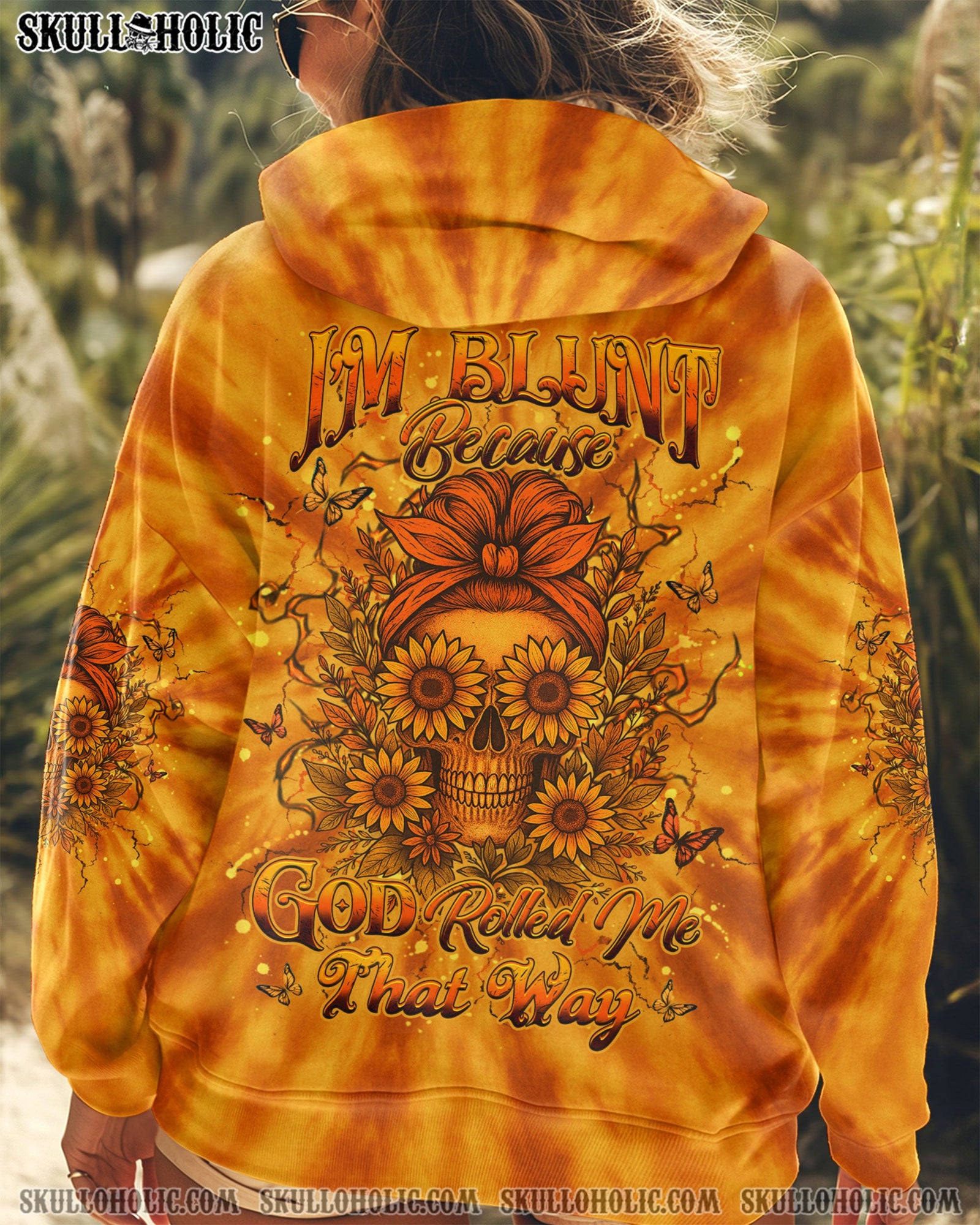 BLISSCORNERS I'M BLUNT BECAUSE GOD ROLLED ME TIE DYE ALL OVER PRINT