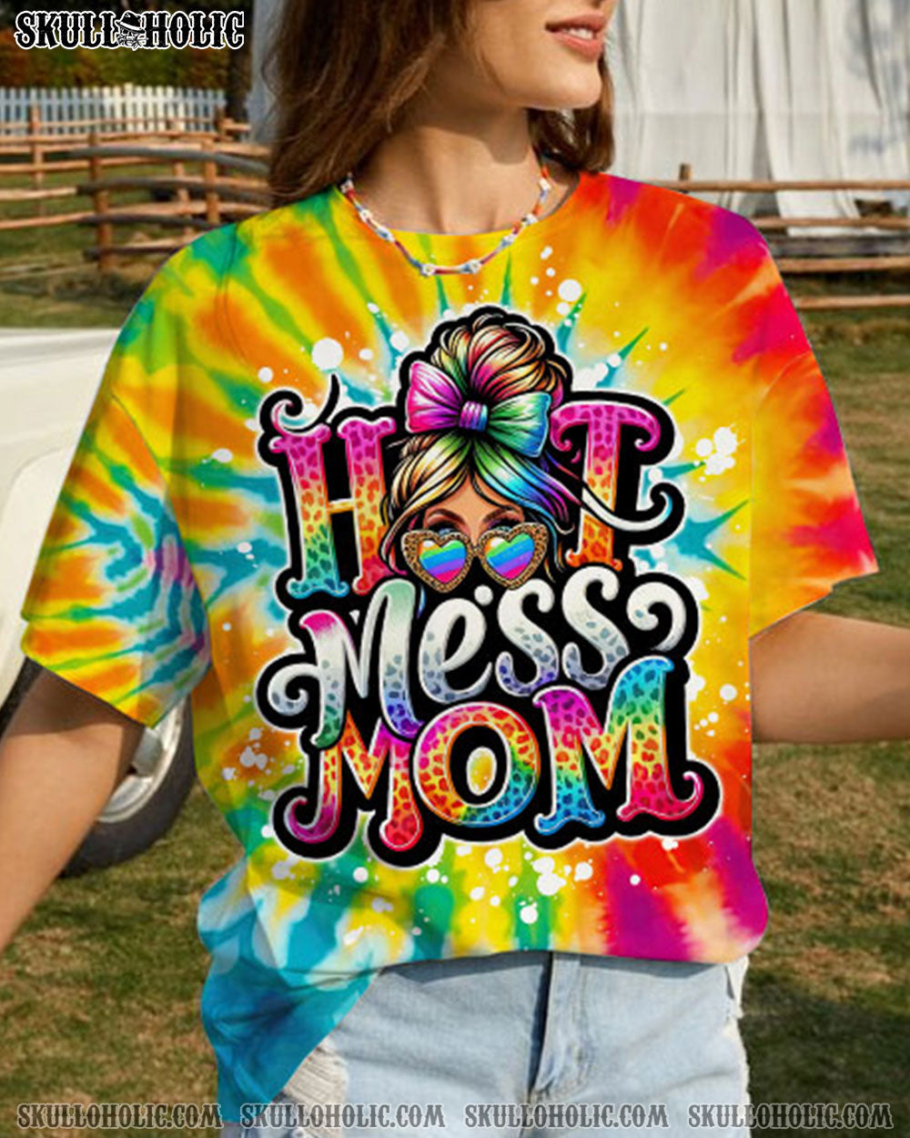 BLISSCORNERS I DON'T ALWAYS SHOW MY FEELINGS SKULL MESSY BUN ALL OVER PRINT