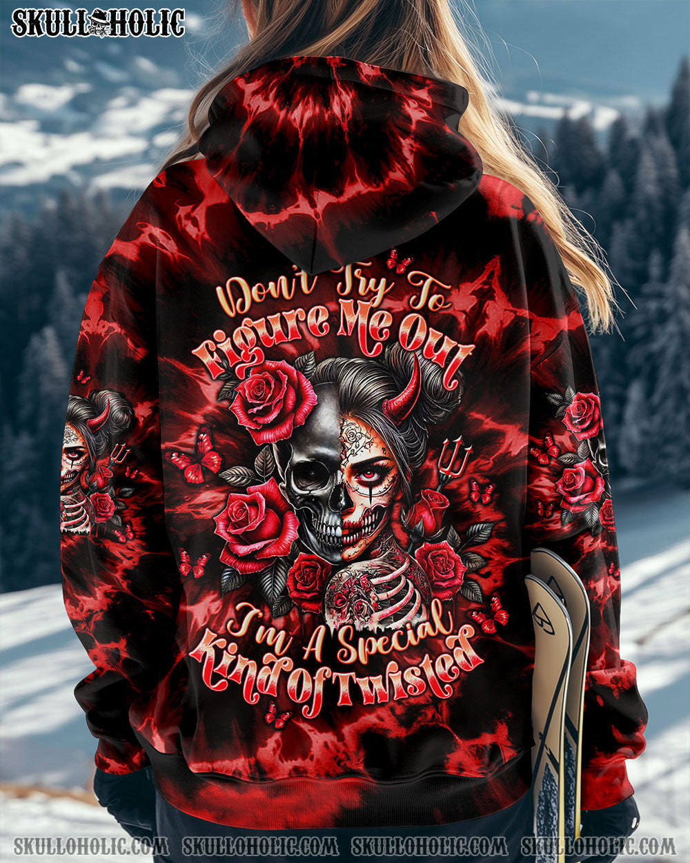 BLISSCORNERS DON'T TRY TO FIGURE ME OUT SKULL LADY ALL OVER PRINT