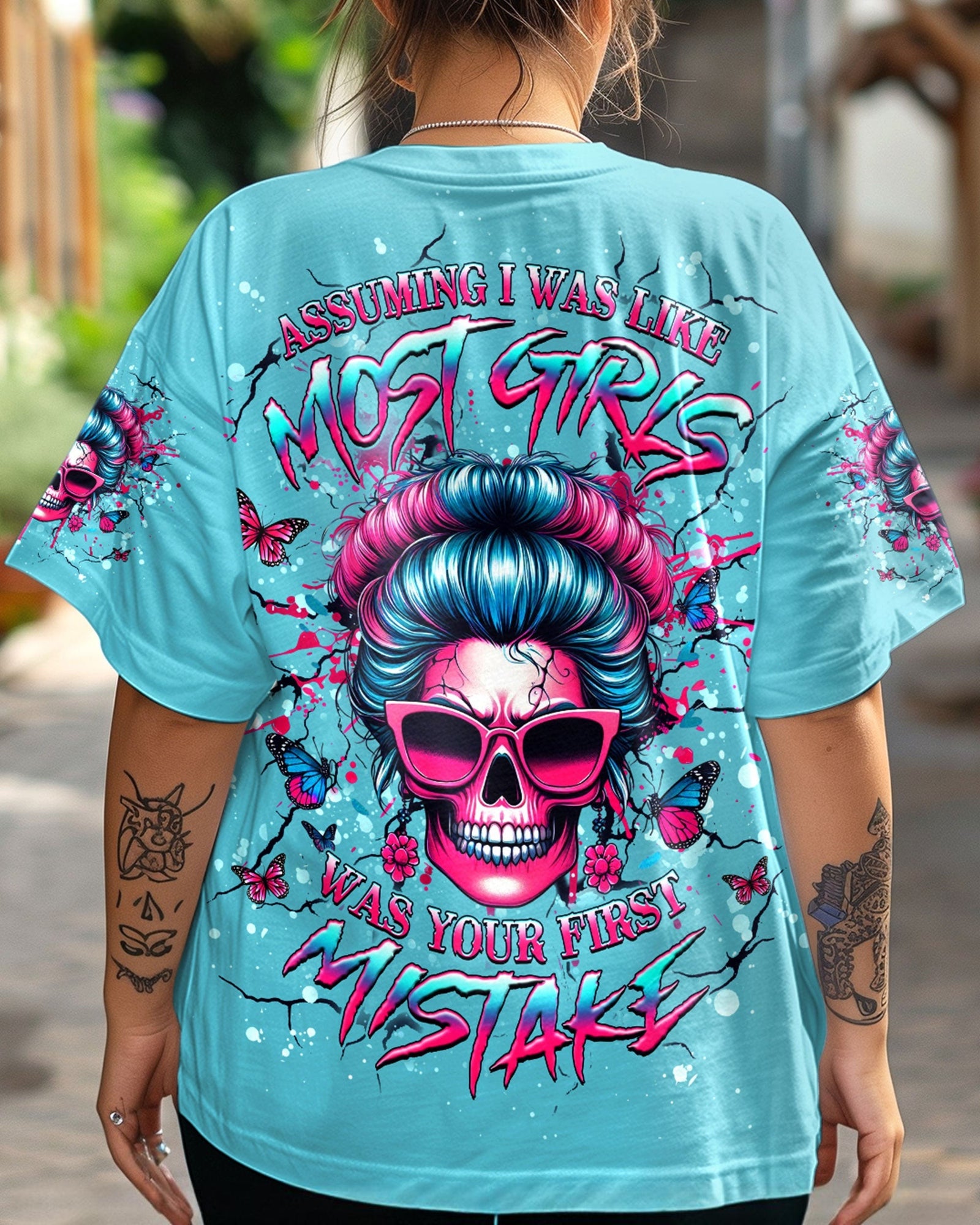 BLISSCORNERS I AM THE STORM MESSY BUN SKULL ALL OVER PRINT