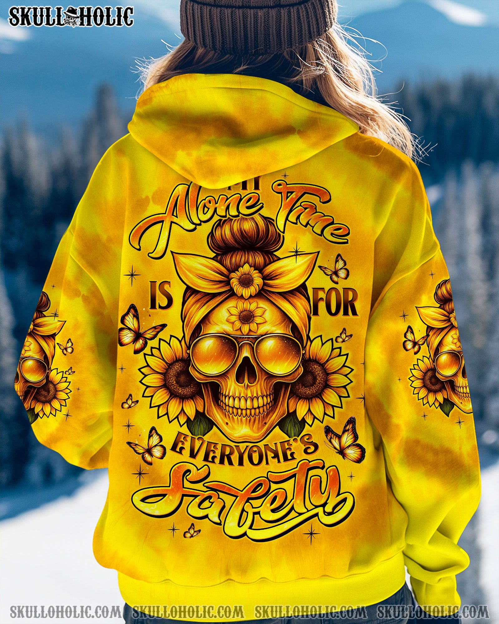 BLISSCORNERS NAH I'M GOOD MESSY BUN SKULL ALL OVER PRINT