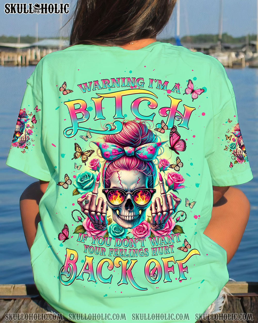 BLISSCORNERS I AM THE STORM ROSE SKULL MESSY BUN ALL OVER PRINT