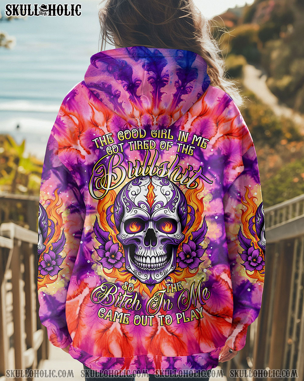 BLISSCORNERS THE GOOD GIRL IN ME SKULL TIE DYE ALL OVER PRINT