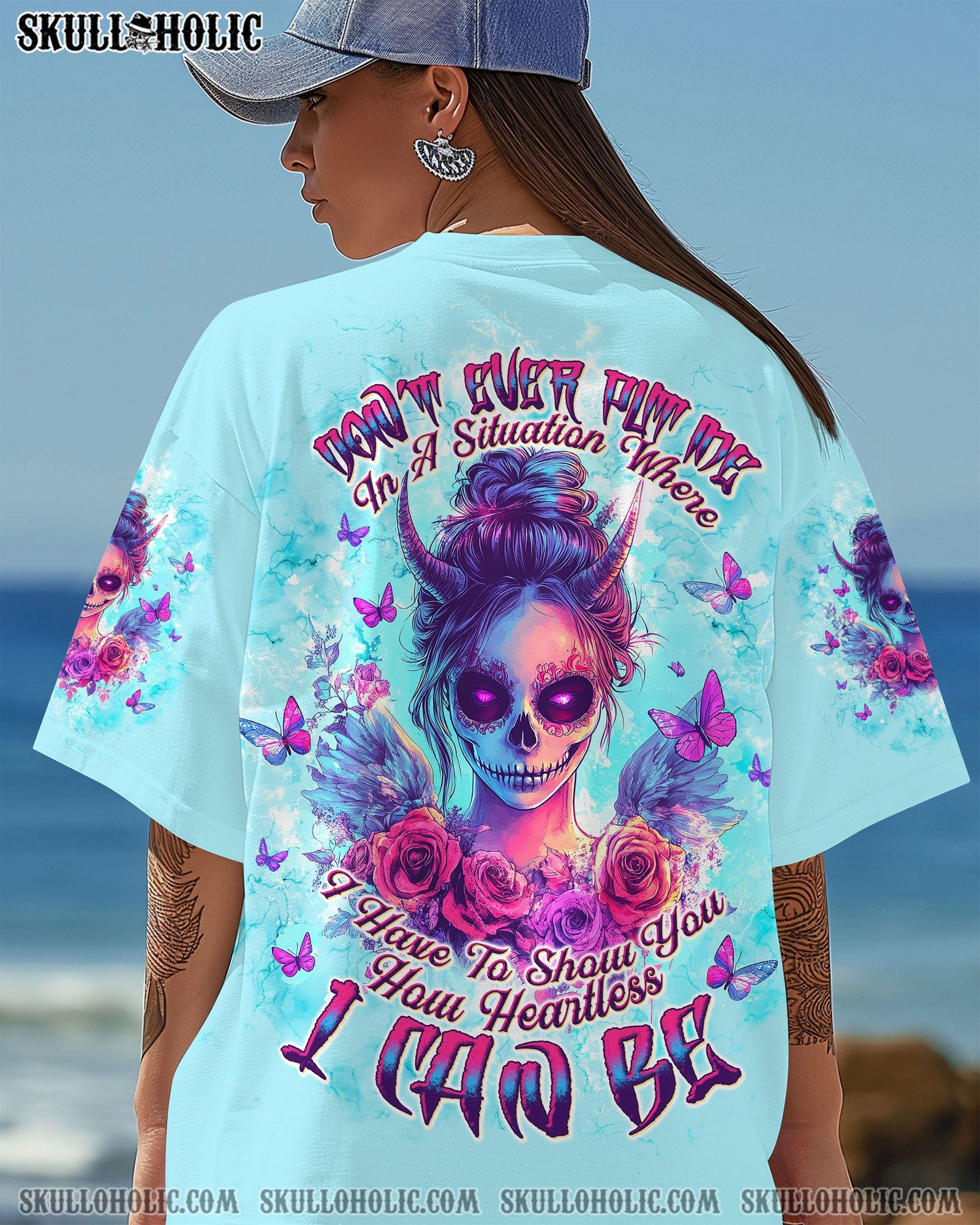 BLISSCORNERS HOW HEARTLESS I CAN BE SKULL LADY ALL OVER PRINT