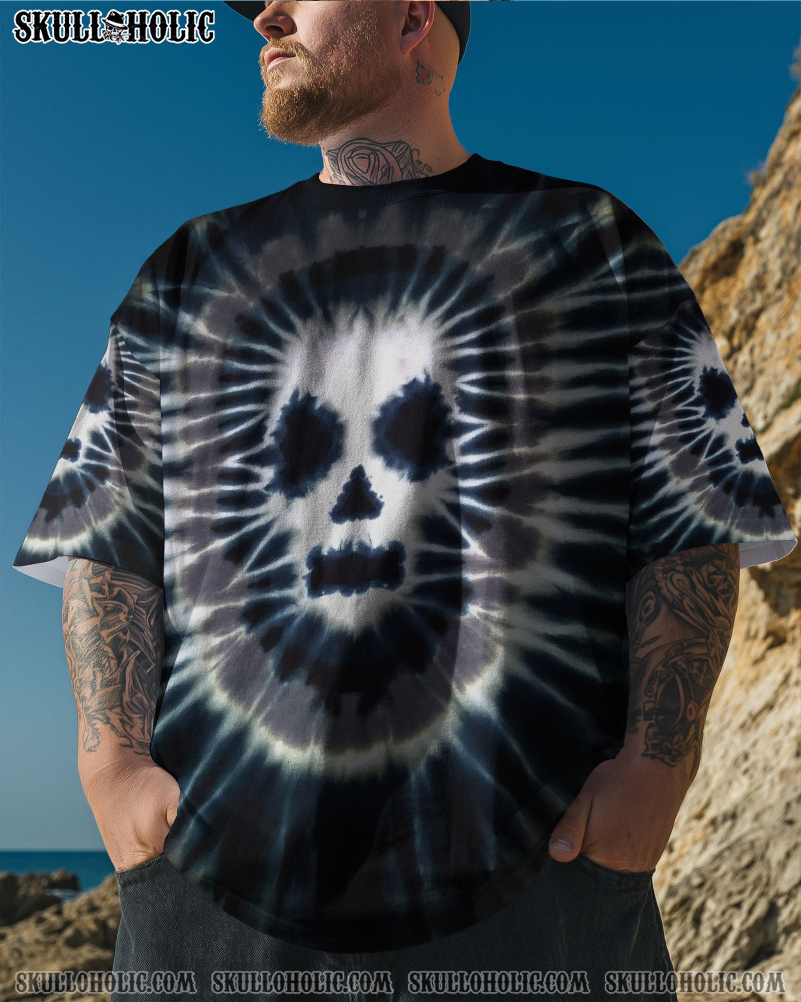 BLISSCORNERS ZOMBIE SKULL TIE DYE HAND DYED ALL OVER PRINT