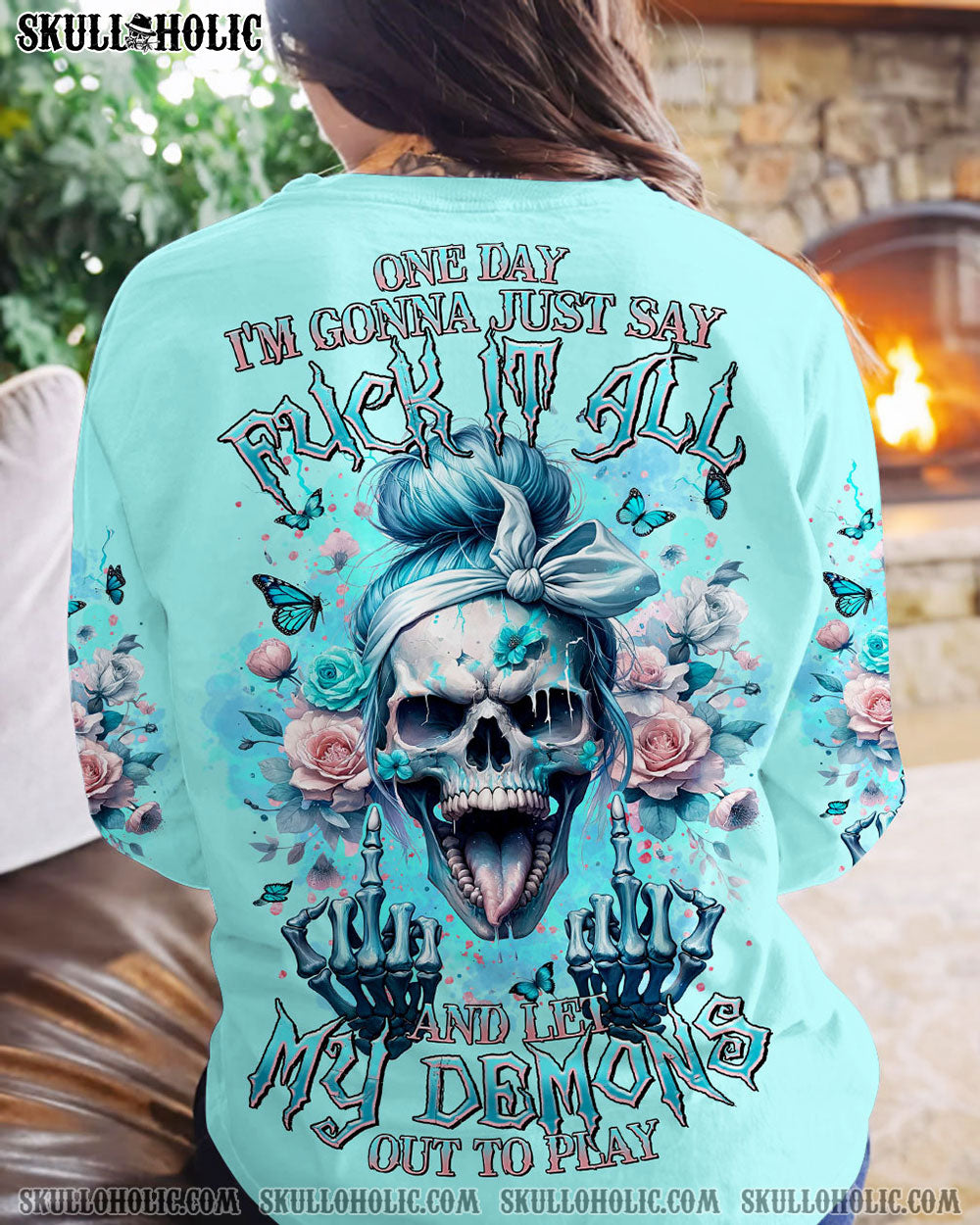 BLISSCORNERS SHE IS SUNSHINE SKULL MESSY BUN TIE DYE ALL OVER PRINT