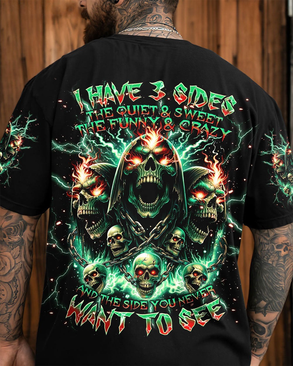 BLISSCORNERS I HAVE 3 SIDES 3 SKULLS REAPER ALL OVER PRINT