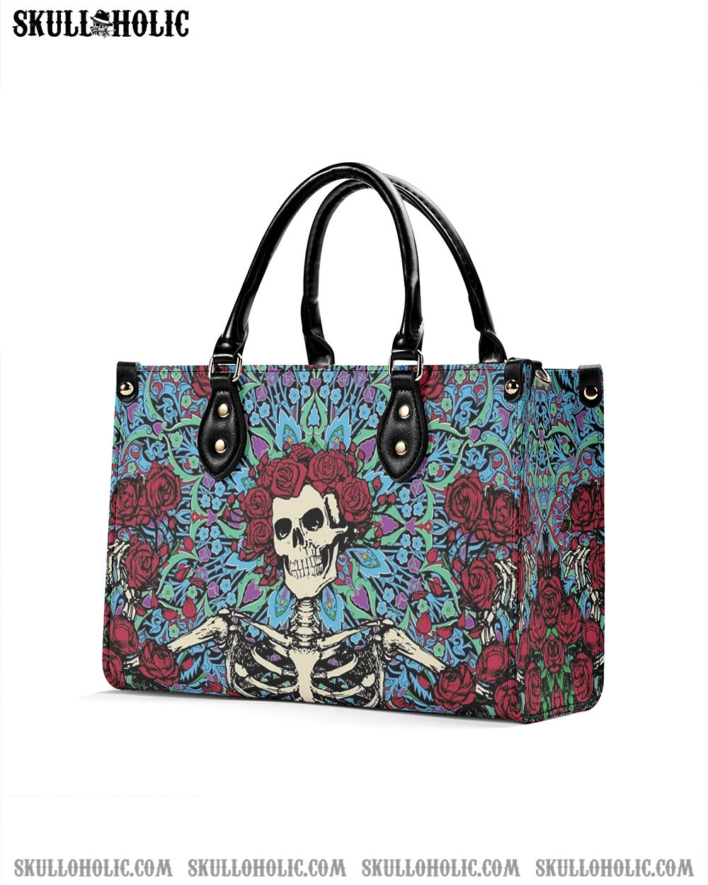 BLISSCORNERS SKELETON ROSE LEATHER HANDBAG