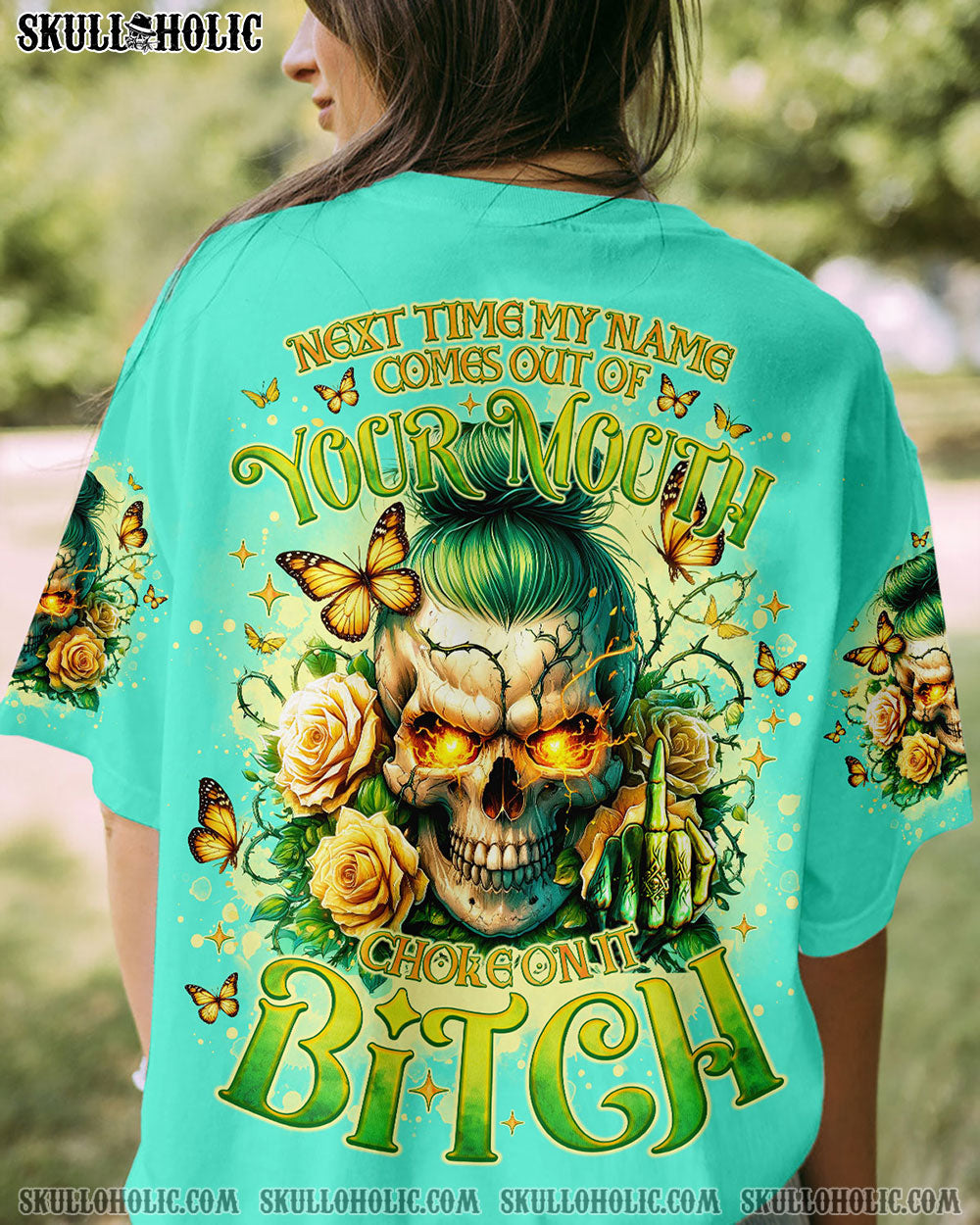 BLISSCORNERS BLAME YOURSELF SKULL MESSY BUN ALL OVER PRINT