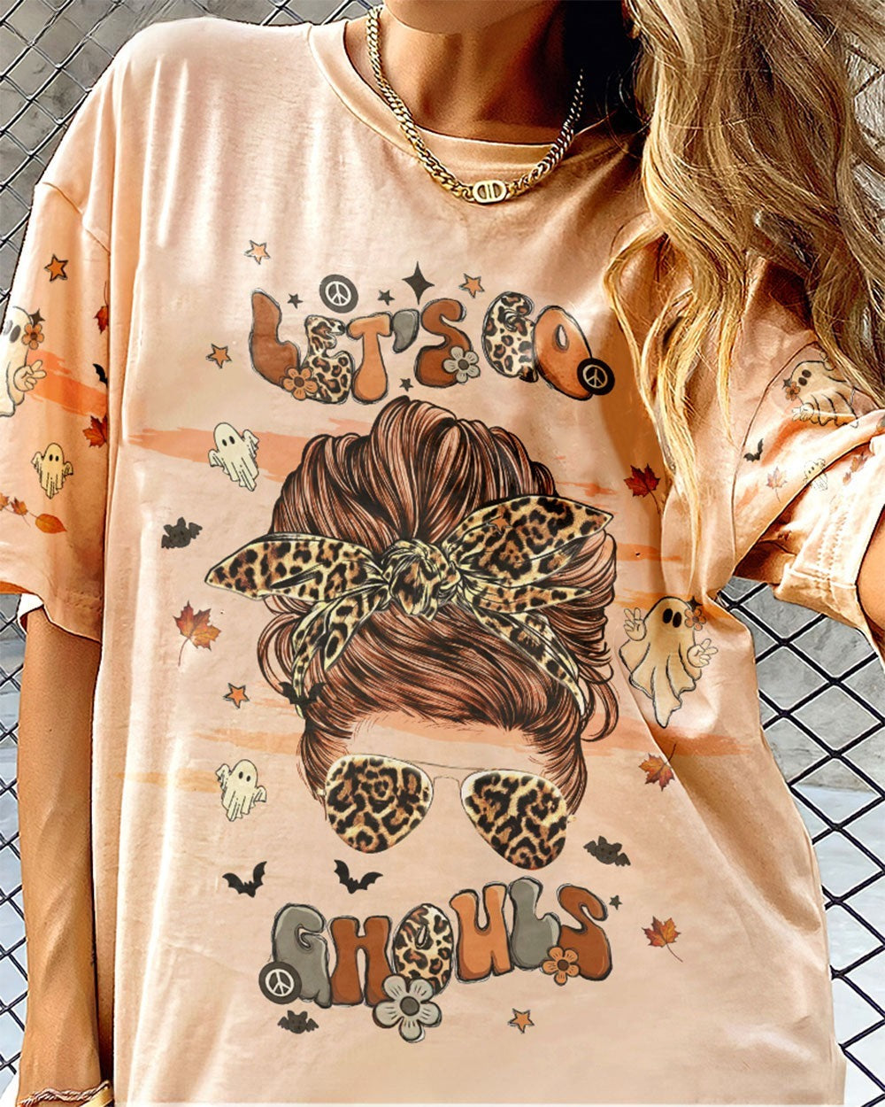BLISSCORNERS A REAL WOMEN SKULL MESSY BUN ALL OVER PRINT