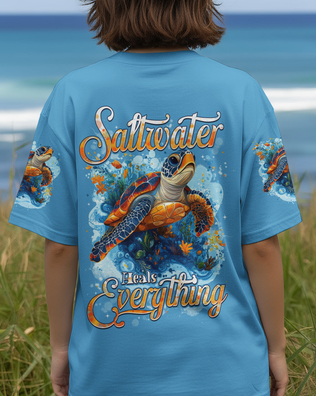 BLISSCORNERS SALTWATER HEALS EVERYTHING TURTLE ALL OVER PRINT