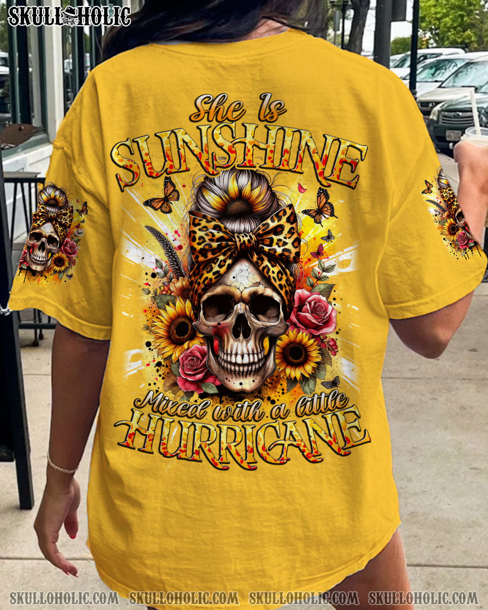 BLISSCORNERS I'M BLUNT BECAUSE GOD ROLLED ME MESSY BUN SUNFLOWER TIE DYE ALL OVER PRINT