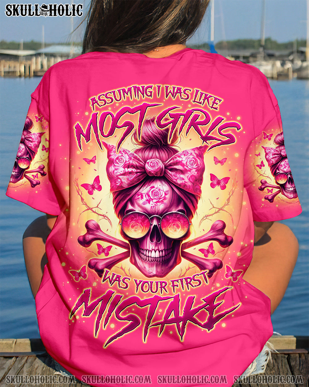 BLISSCORNERS I'M AN OLD WOMAN MESSY BUN SKULL ALL OVER PRINT