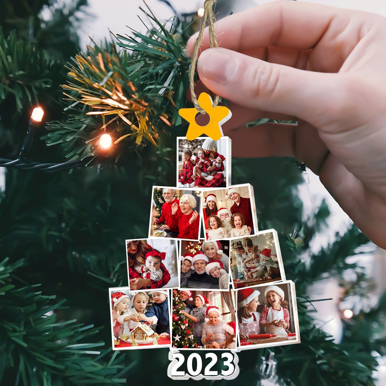 Blisscorners Custom Photo And Name, Personalized Acrylic Ornament - Christmas Family - Christmas Gift For Family2D Flat LM2111
