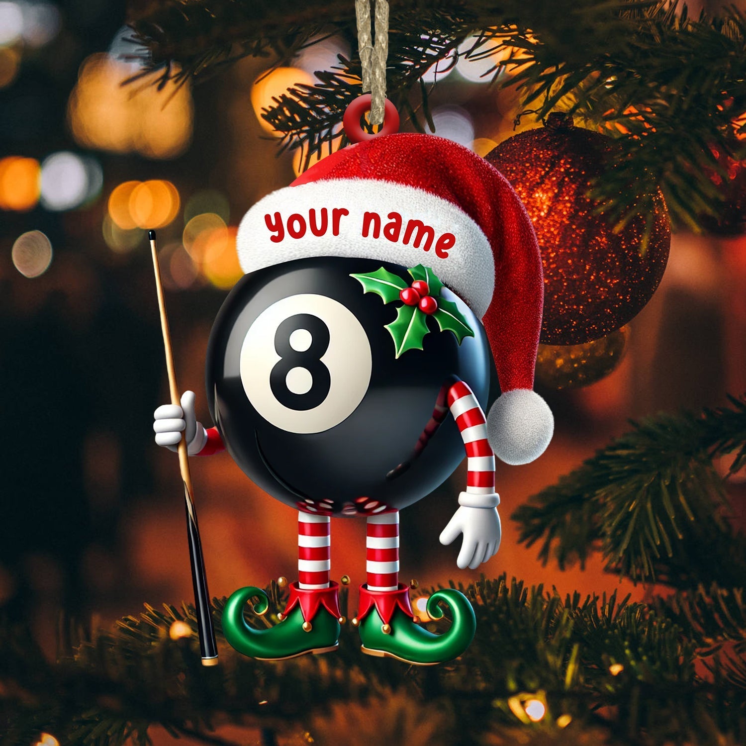 Blisscorners Billiard Santa Ball Christmas Ornament, Personalized Ornament2D Flat LM2211