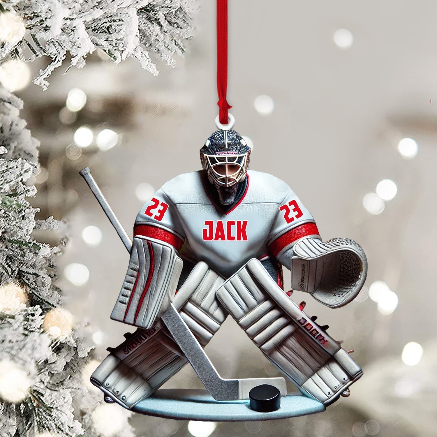 Blisscorners Hockey Goalie Christmas Ornament, Personalized Ornament2D Flat LM2211