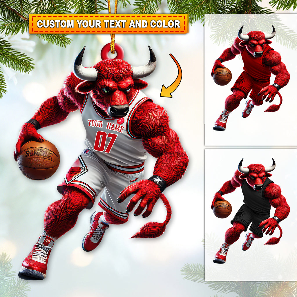 Blisscorners Custom Name Basketball Bulls Team Ornament, Basketball Team Christmas Gift2D Flat LM2211