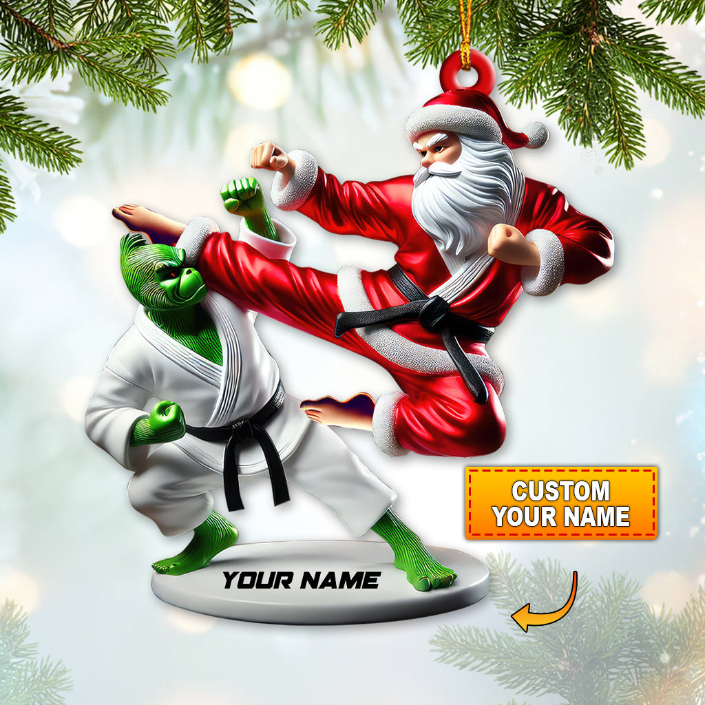 Blisscorners Custom Name Santa Karate Ornament, Santa Karate Christmas Gift2D Flat LM2111