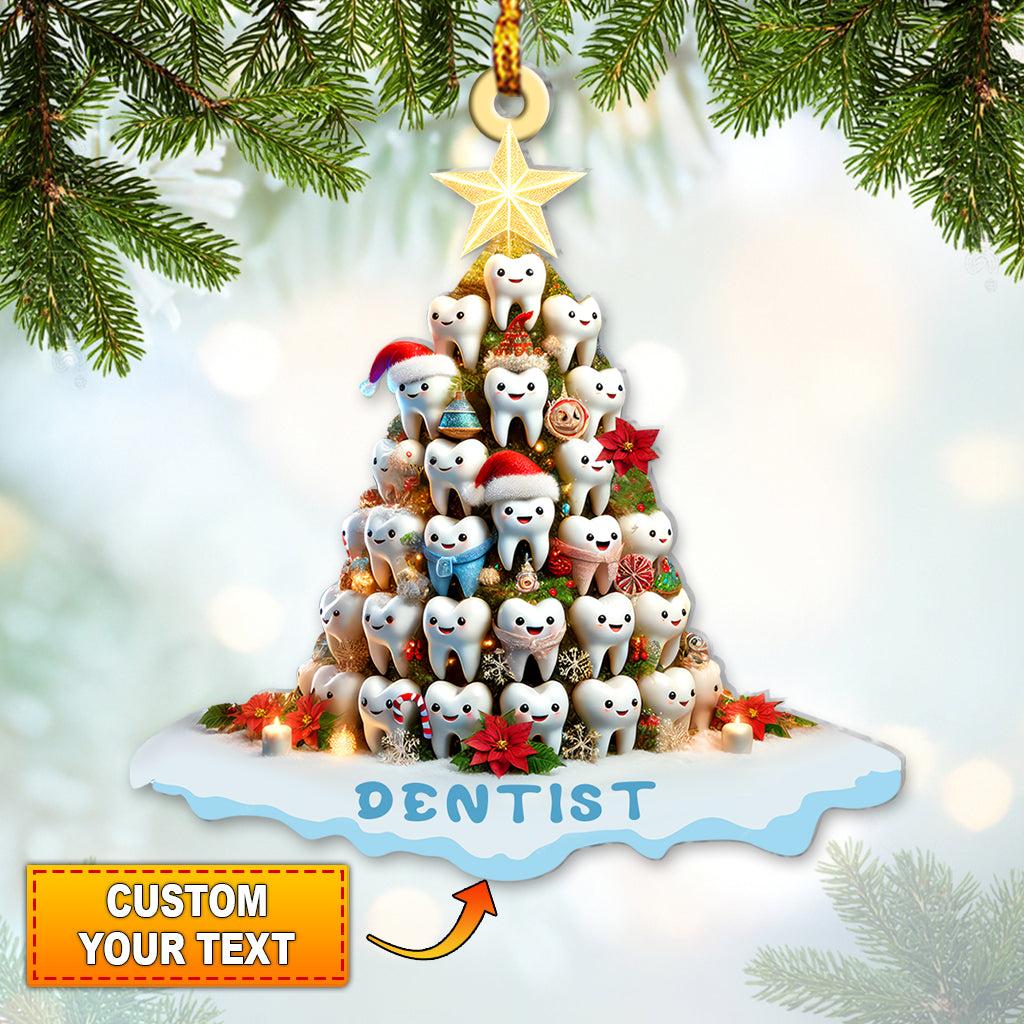Blisscorners Custom Name Dentist Ornament, Christmas Gift for Dentists2D Flat LM2211