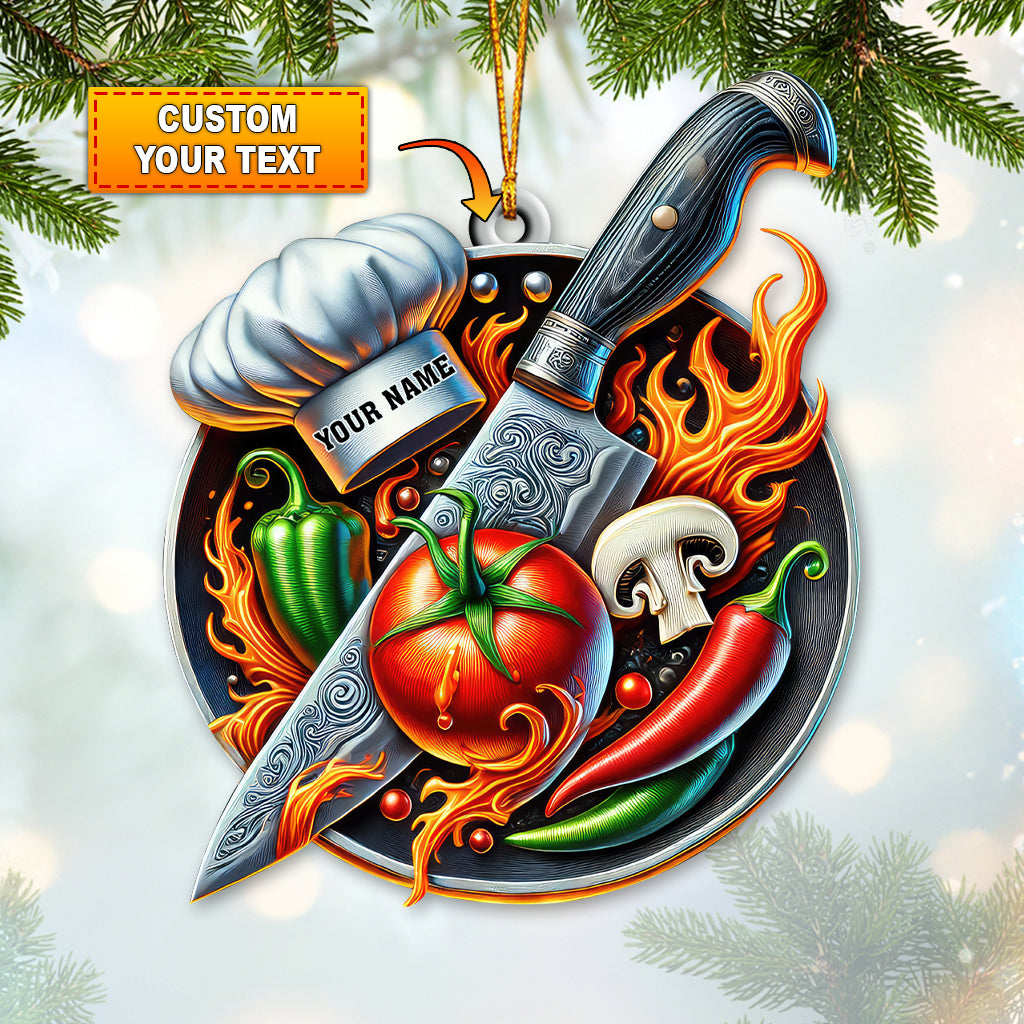 Blisscorners Custom Name Chef Ornament, Christmas Gift for Cooking Lover82D Flat LM2211