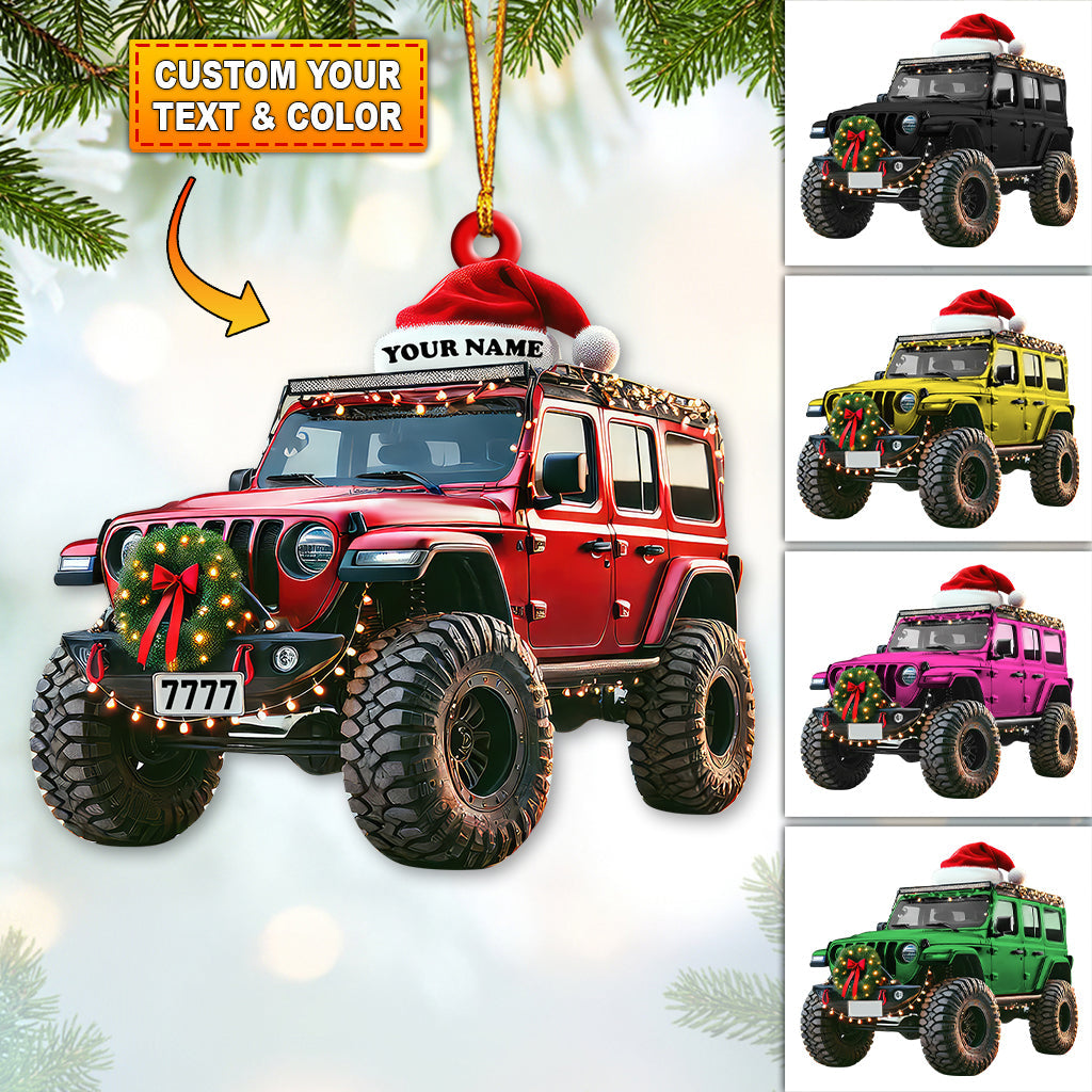 Blisscorners Custom Name Jeep Ornament, Christmas Gift for Jeep Lover2D Flat LM2211