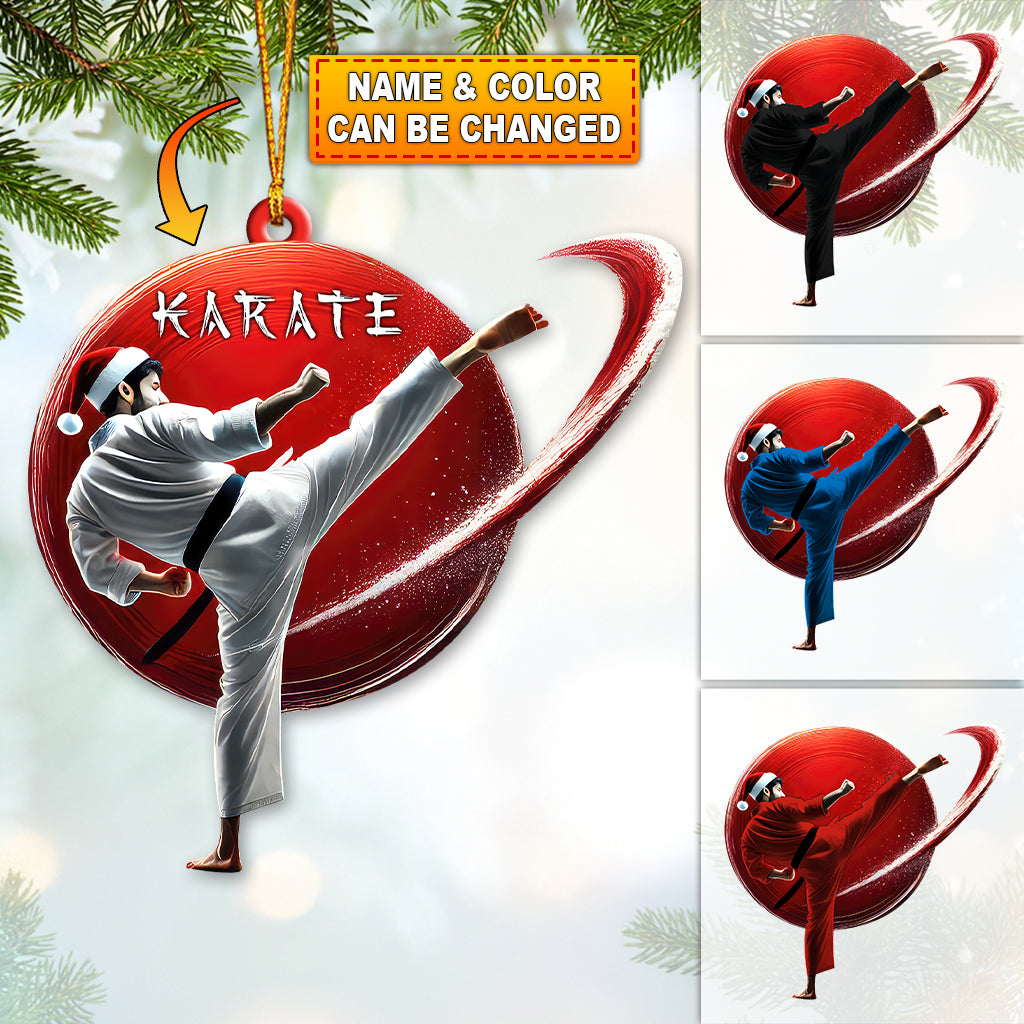 Blisscorners Custom Name Karate Ornament, Christmas Gift for Karate Lover2D Flat LM2111