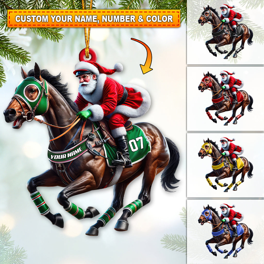 Blisscorners Custom Name and Number Horse Racing Ornament Ornament, Christmas Horse Racing Gift2D Flat LM2211