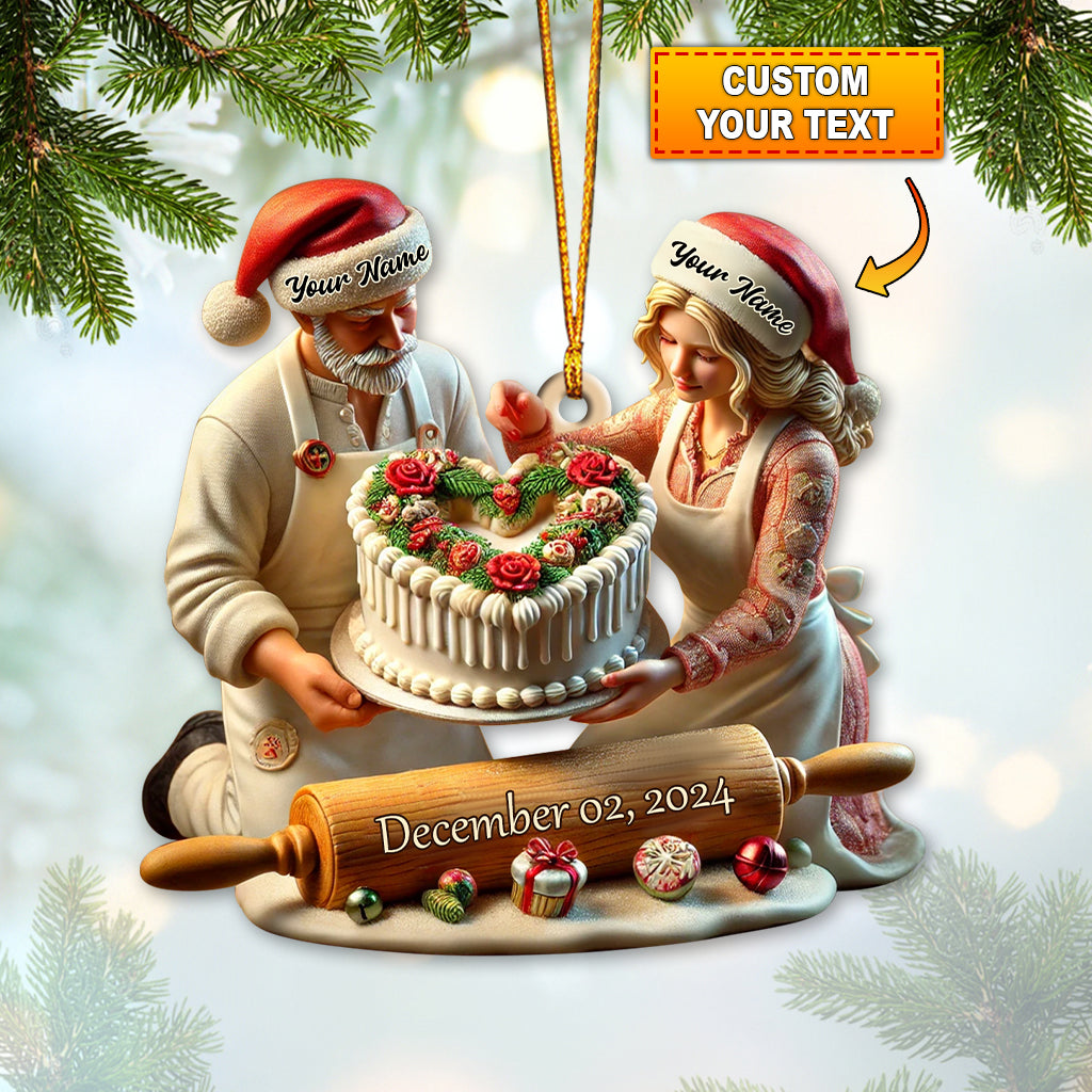 Blisscorners Custom Name Baker Couple Ornament Ornament, Lover Christmas Gift2D Flat LM2111