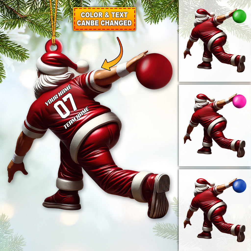 Blisscorners Custom Name Bowling Santa Ornament, Bowling Lover Christmas Gifts2D Flat LM2211