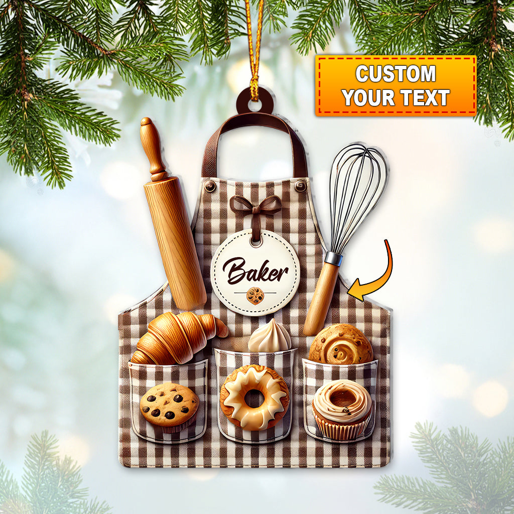 Blisscorners Custom Name Baker Ornament, Christmas Gift for Baker Lovers2D Flat LM2211