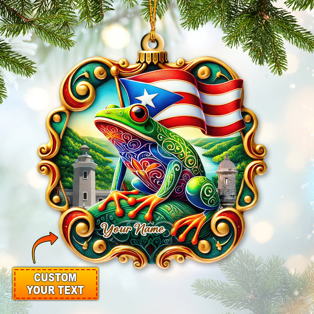 Blisscorners Custom Name Puerto Rico Ornament, Christmas Gift for Puerto Rico Lover2D Flat LM2211