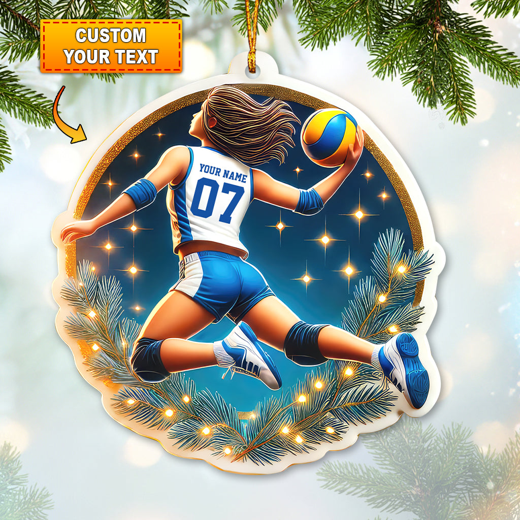 Blisscorners Custom Name and Number Volleyball Ornament, Christmas Gift for Volleyball Lover2D Flat LM2211