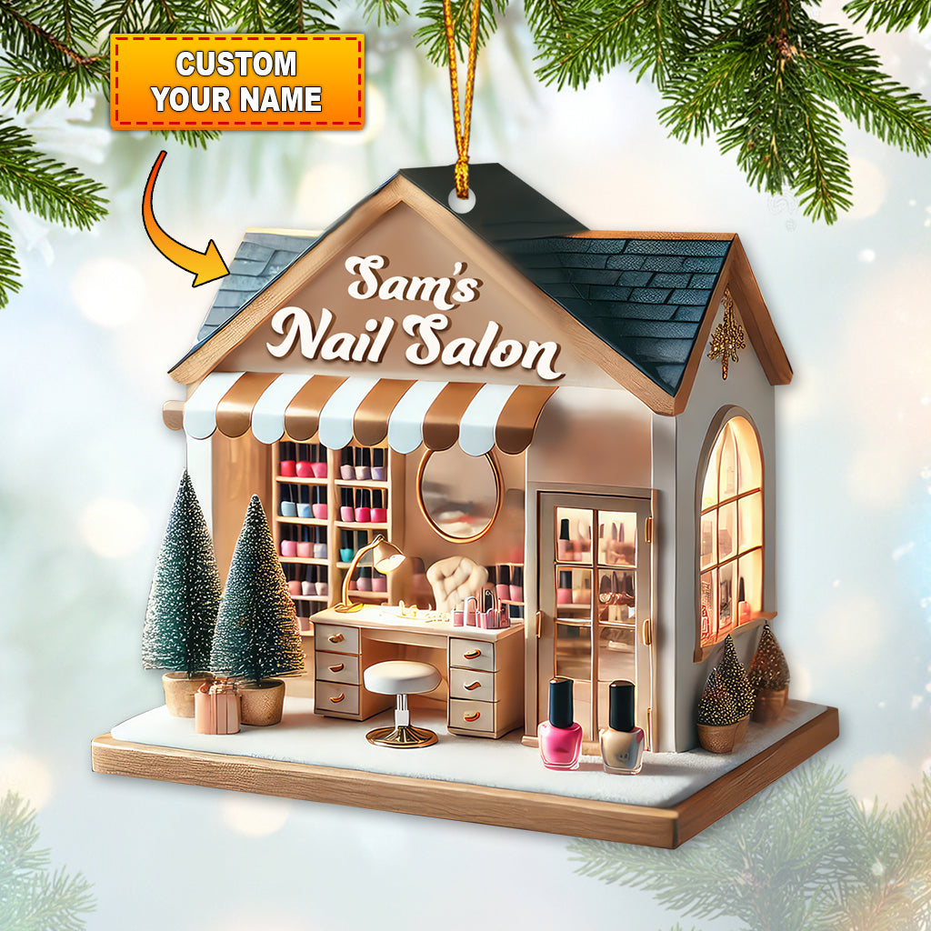 Blisscorners Custom Name Nail Salon Ornament, Nail Salon Christmas Decoration52D Flat LM2211