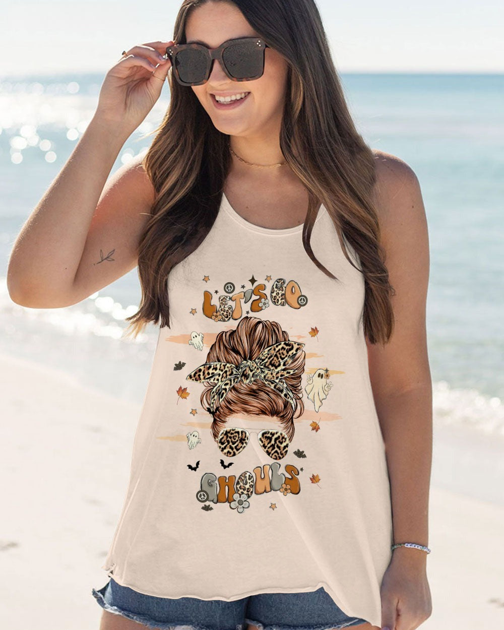 BLISSCORNERS A REAL WOMEN SKULL MESSY BUN ALL OVER PRINT