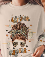 BLISSCORNERS A REAL WOMEN SKULL MESSY BUN ALL OVER PRINT