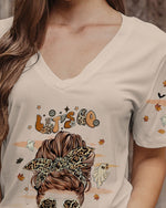 BLISSCORNERS A REAL WOMEN SKULL MESSY BUN ALL OVER PRINT