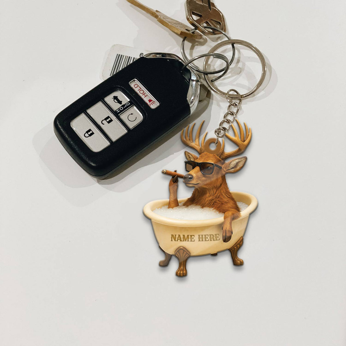 Blisscorners Personalized Funny Deer Bathtub Ornament, Cool Buck Relaxing Christmas Decor, Unique Gag Gift for Hunters and Men LM0411