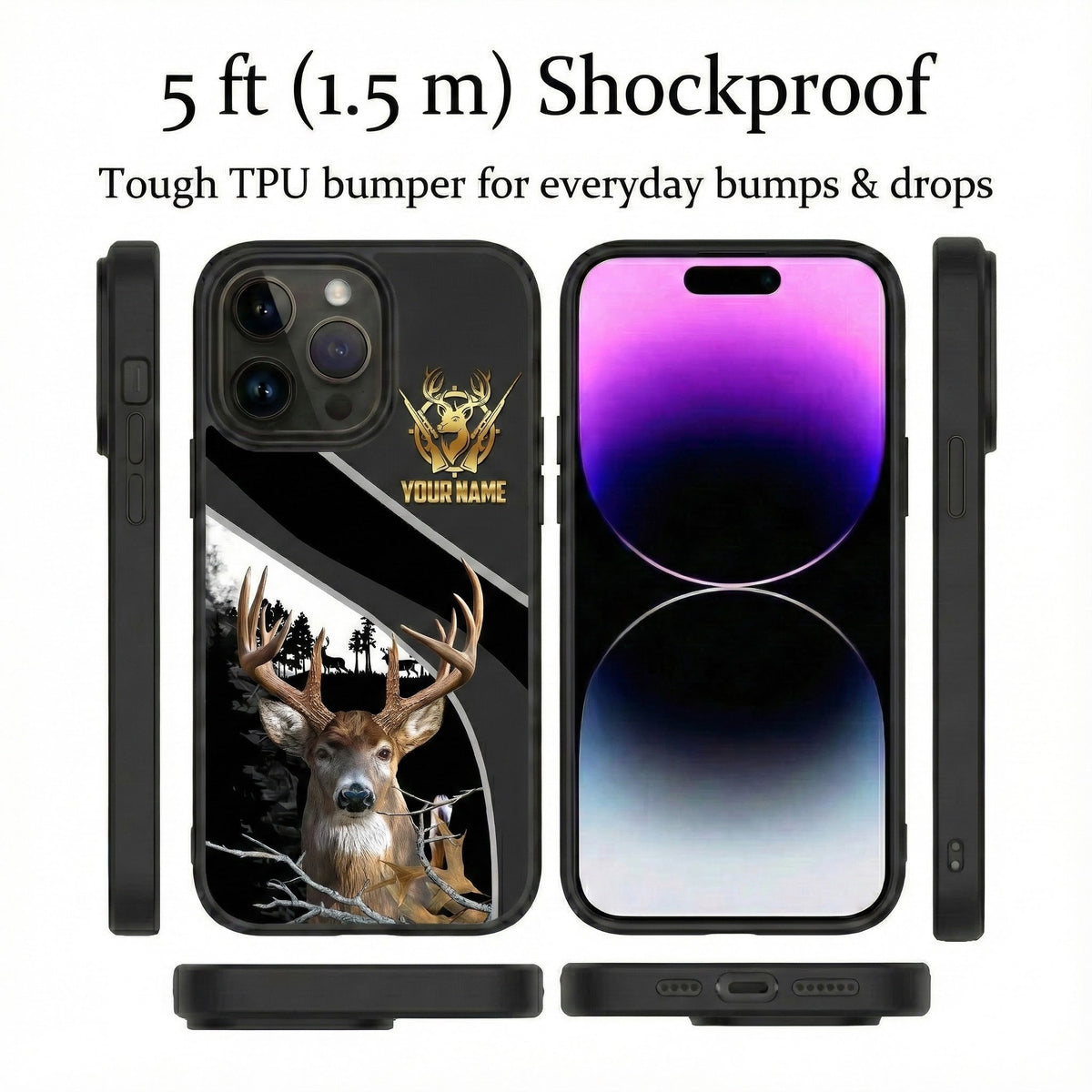 Blisscorners Artist Hunting Moose Deer Skull Forest Realistic Camo Personalized Name Phone Case