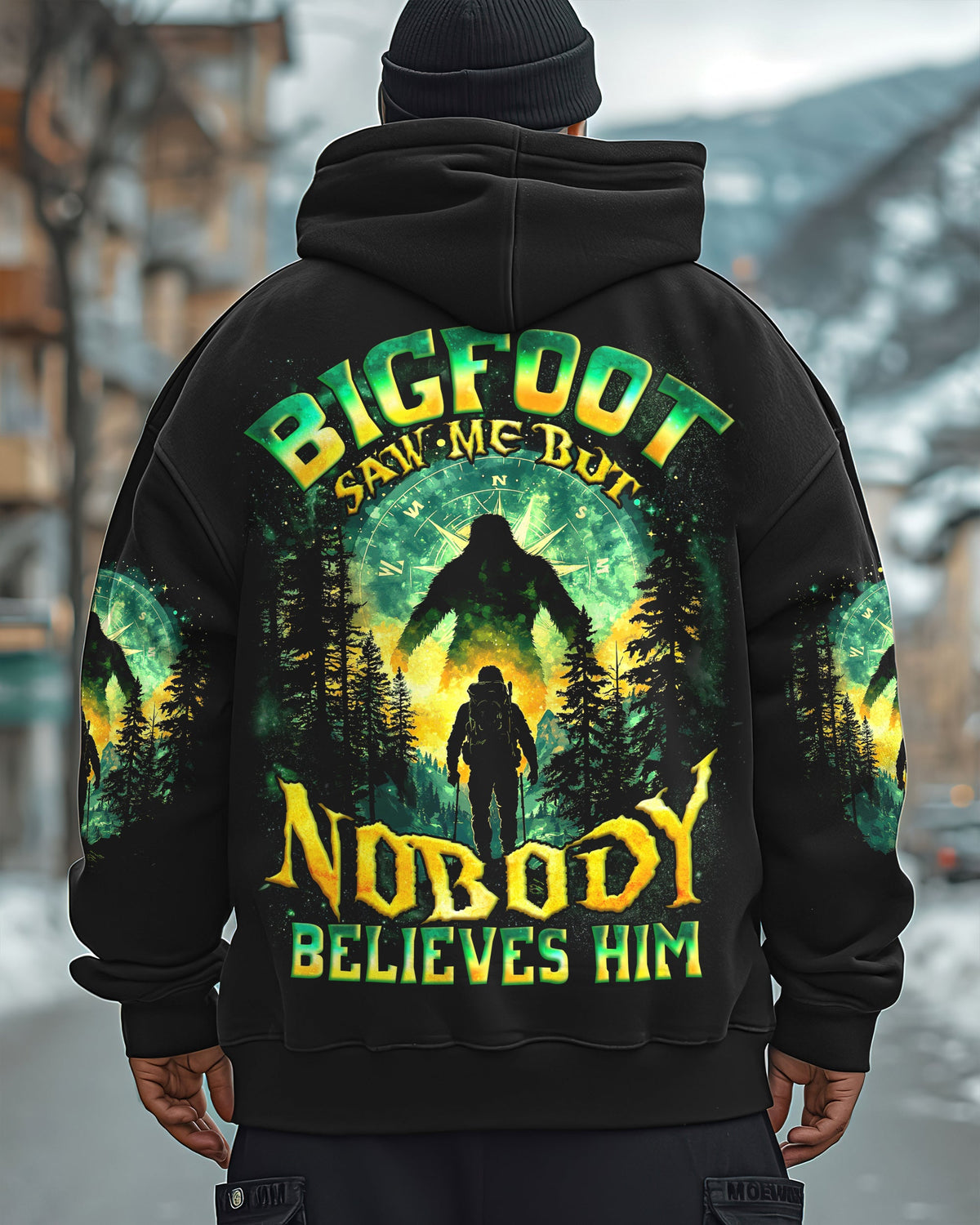 BLISSCORNERS BIGFOOT SAW ME BUT NOBODY BELIEVES HIM ALL OVER PRINT