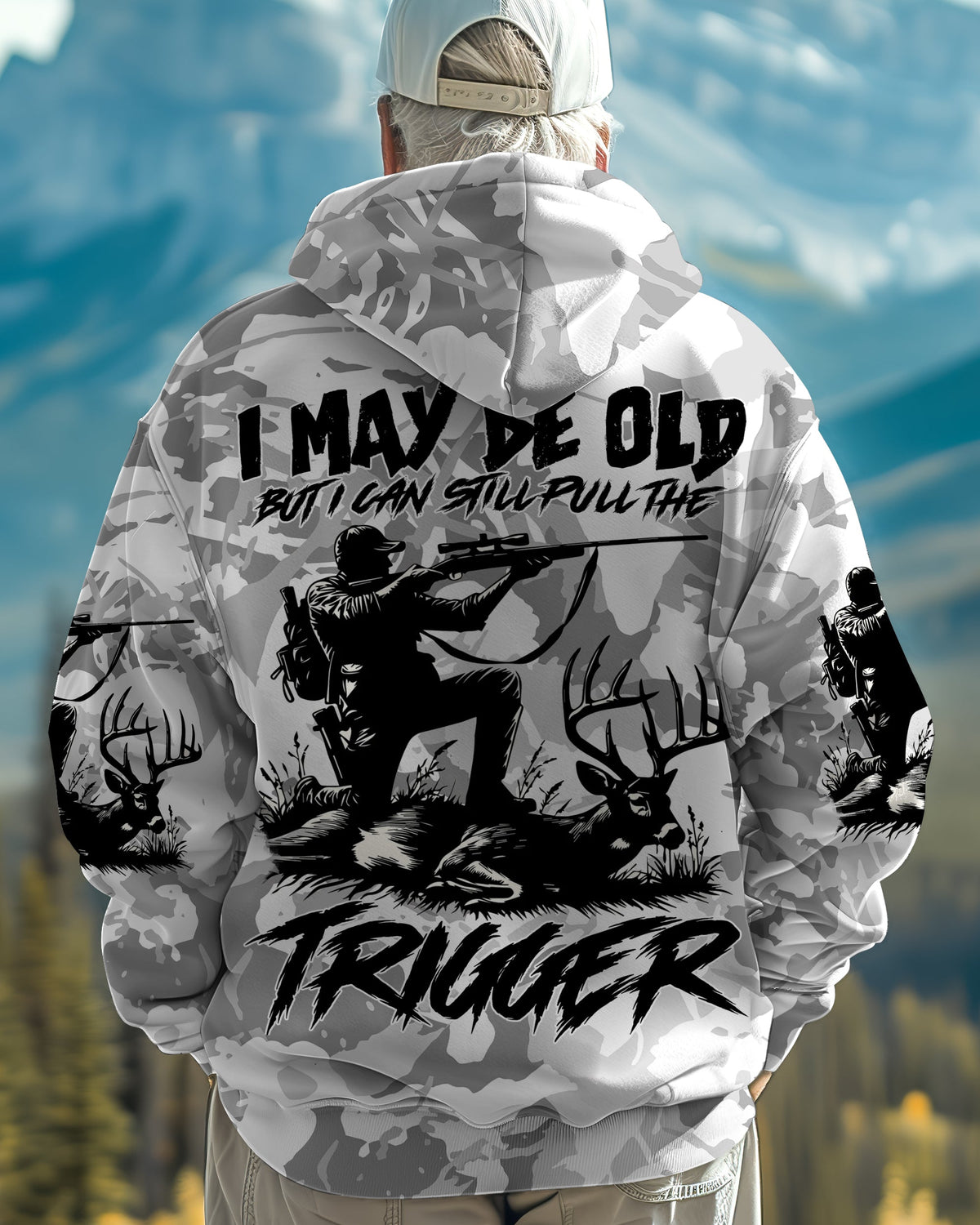 BLISSCORNERS I MAY BE OLD BUT I CAN STILL PULL THE TRIGGER ALL OVER PRINT