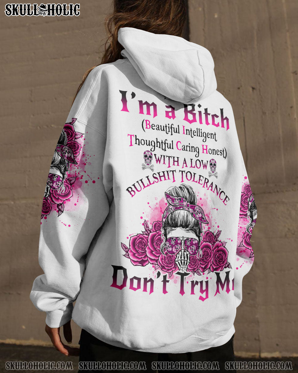 BLISSCORNERS I'M A B DON'T TRY ME ROSE MESSY BUN BLACK PHONE CASE