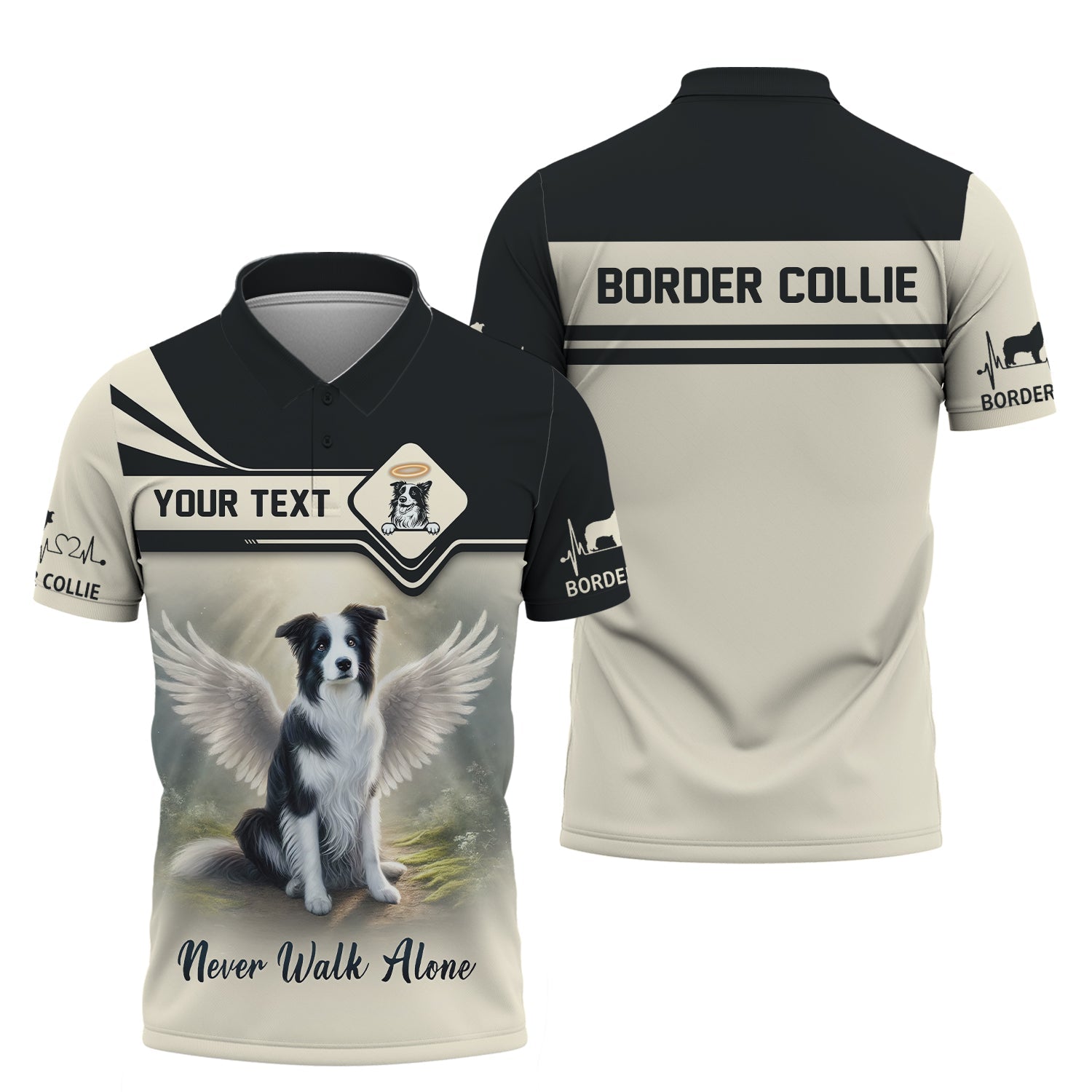 Blisscorners Border Collie Custom Name 3D Shirt Never Walk Alone Gift For Dog Lovers