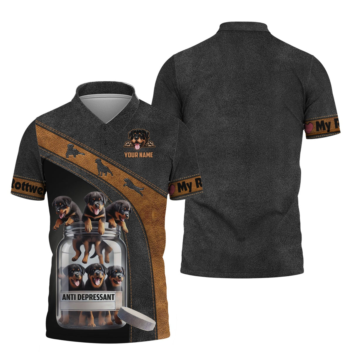 Blisscorners 3D Full Print Rottweiler Anti Depressants Bottle Personalized Name Gift For Dog Lovers