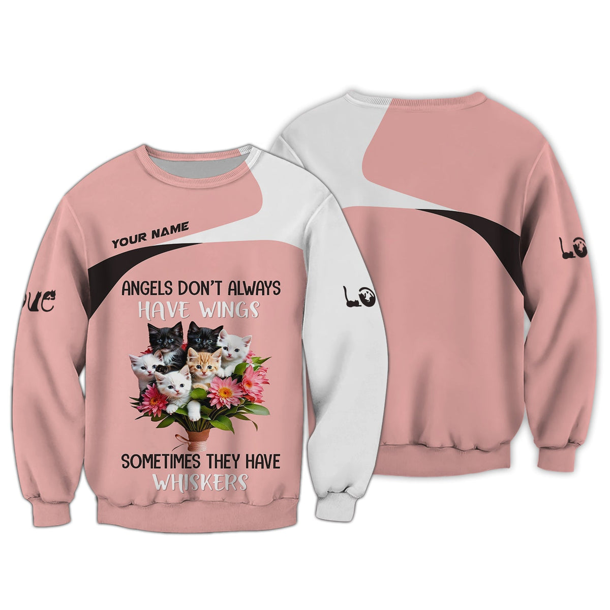 Blisscorners Cat Custom Name 3D Shirt Angels Dont't Always Have Wings Sometimes They Have Whiskers Gift For Cat Lovers