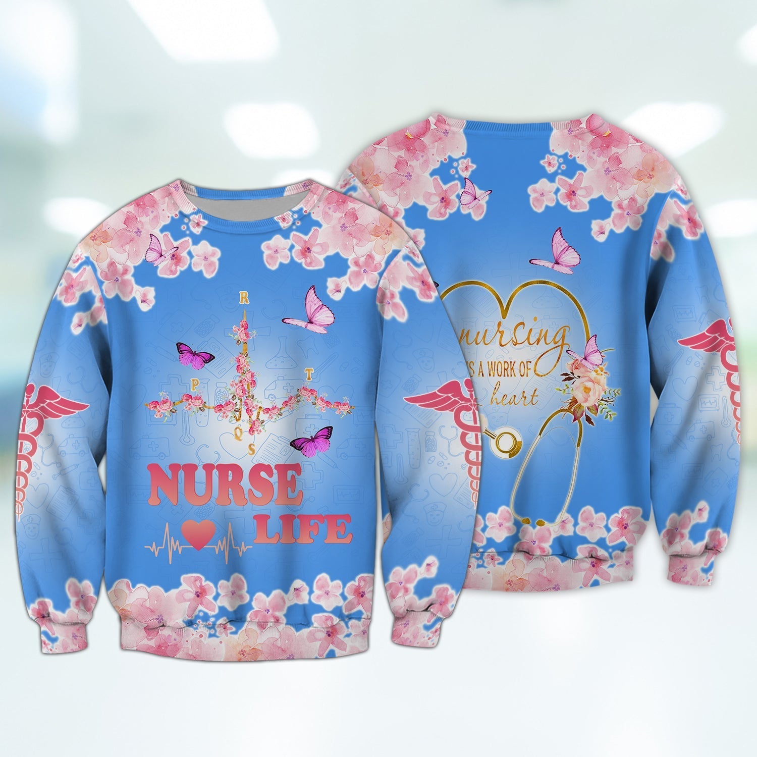 Blisscorners Nursing Is A Work Of Heart Nurse 3D Full Print Shirts Sweatshirt Hoodie, Christmas Gift for Nurse